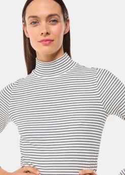 Ivory Stripe Rib Detail Polo