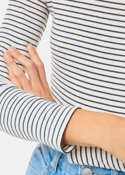 Ivory Stripe Rib Detail Polo