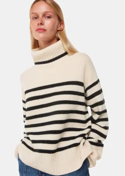 Ivory Stripe Wool Roll Neck