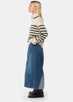 Ivory Stripe Wool Roll Neck