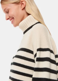 Ivory Stripe Wool Roll Neck