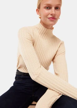 Ivory Textured Detail High Neck Knit