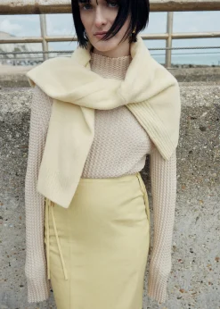 Ivory Textured Detail High Neck Knit