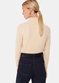 Ivory Textured Detail High Neck Knit
