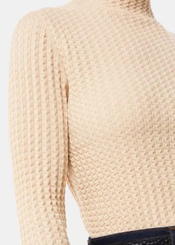 Ivory Textured Detail High Neck Knit