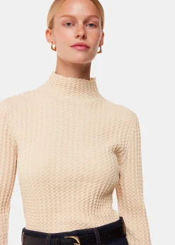 Ivory Textured Detail High Neck Knit