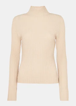 Ivory Textured Detail High Neck Knit