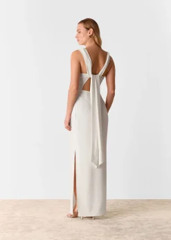 Ivory Tie Back Maxi Dress