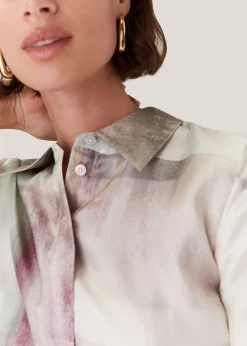 Ivory Wild Horse Print Silk Shirt