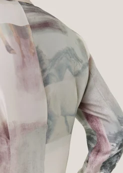 Ivory Wild Horse Print Silk Shirt