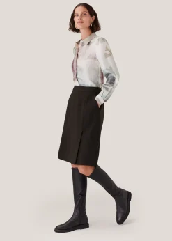 Ivory Wild Horse Print Silk Shirt