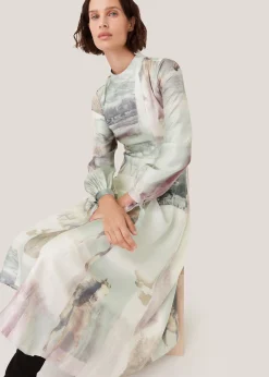 Ivory Wild Horse Print Silk Dress