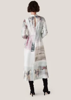 Ivory Wild Horse Print Silk Dress