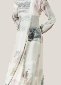 Ivory Wild Horse Print Silk Dress