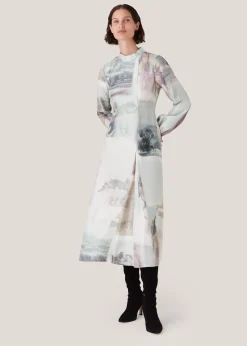 Ivory Wild Horse Print Silk Dress