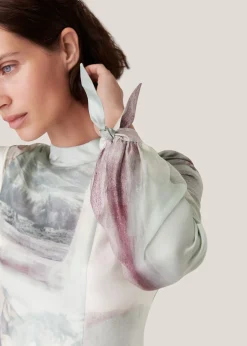 Ivory Wild Horse Print Silk Dress