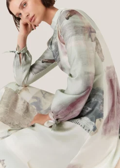 Ivory Wild Horse Print Silk Dress