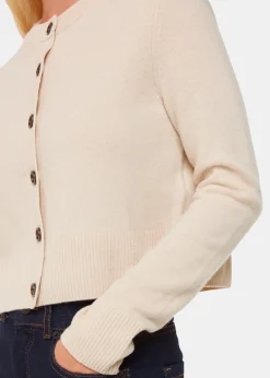Ivory Wool Cropped Cardigan