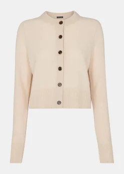 Ivory Wool Cropped Cardigan