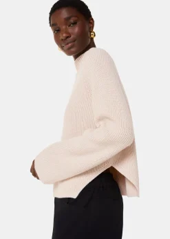 Ivory Wool Mix Side Detail Knit