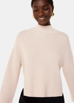 Ivory Wool Mix Side Detail Knit