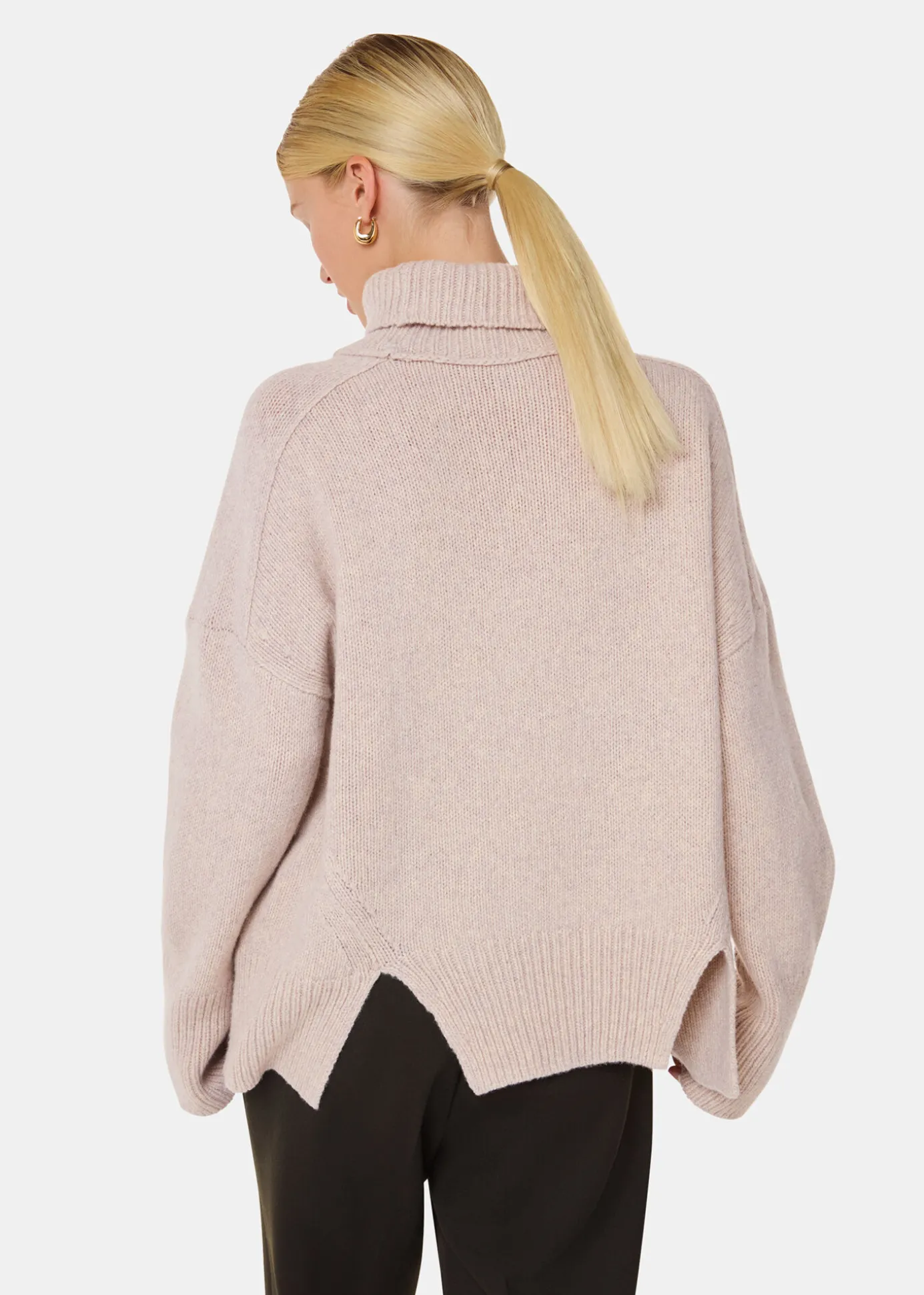 Ivory Wool Roll Neck Knit