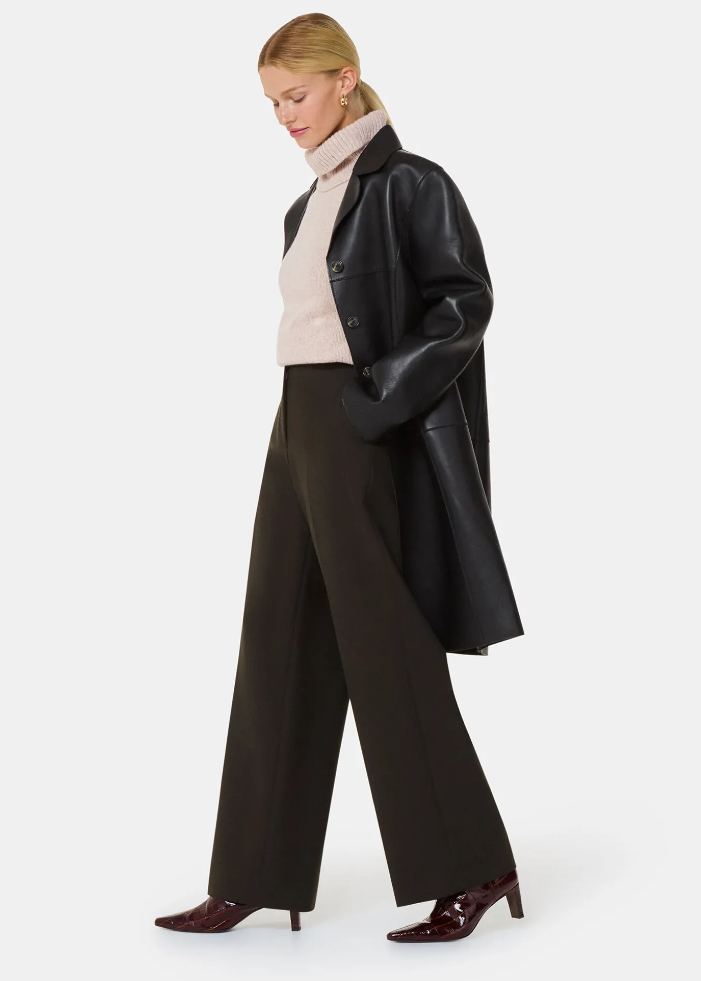 Ivory Wool Roll Neck Knit