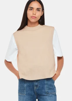 Ivory Wool Sleeveless Sweater Vest