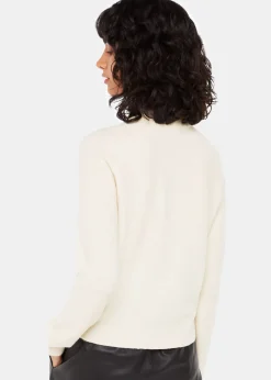 Ivory Wool Textured Crew Neck Knit