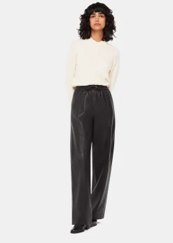 Ivory Wool Textured Crew Neck Knit
