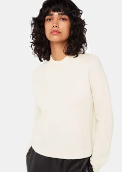 Ivory Wool Textured Crew Neck Knit