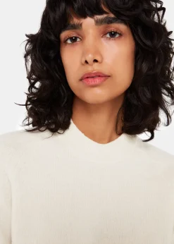 Ivory Wool Textured Crew Neck Knit