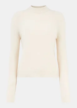 Ivory Wool Textured Crew Neck Knit