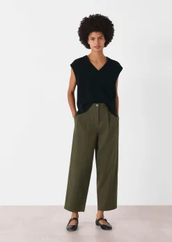 Khaki Bethany Barrel Leg Trouser