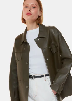 Khaki Clean Bonded Leather Jacket