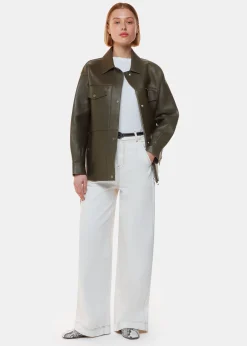Khaki Clean Bonded Leather Jacket