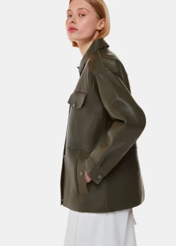 Khaki Clean Bonded Leather Jacket