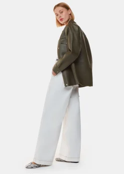Khaki Clean Bonded Leather Jacket