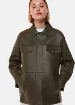 Khaki Clean Bonded Leather Jacket