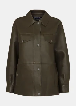 Khaki Clean Bonded Leather Jacket
