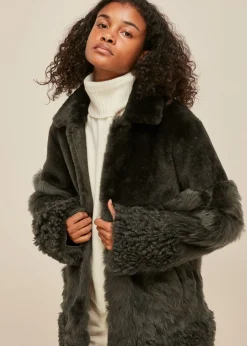 Khaki Cosma Shearling Coat