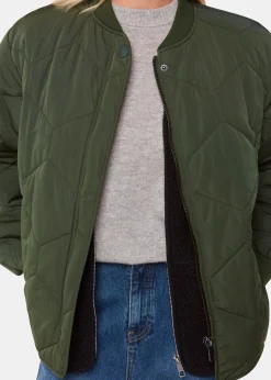Khaki Ida Short Quilted Coat