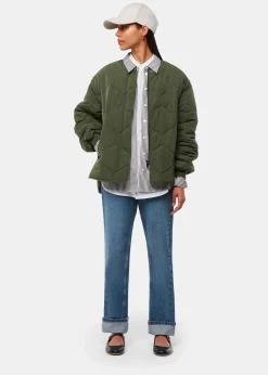 Khaki Ida Short Quilted Coat