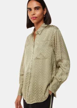 Khaki Jacquard Zig Zag Print Shirt