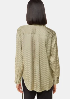 Khaki Jacquard Zig Zag Print Shirt