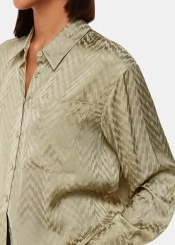 Khaki Jacquard Zig Zag Print Shirt