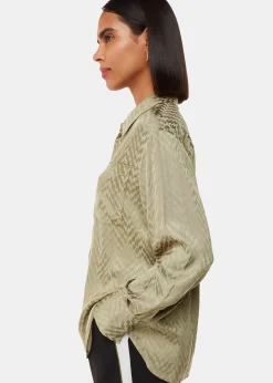 Khaki Jacquard Zig Zag Print Shirt