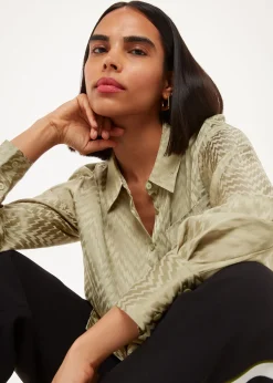 Khaki Jacquard Zig Zag Print Shirt