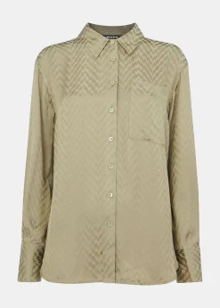 Khaki Jacquard Zig Zag Print Shirt