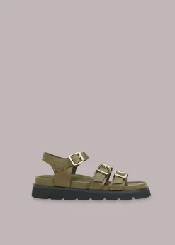 Khaki Jemma Triple Buckle Sandal